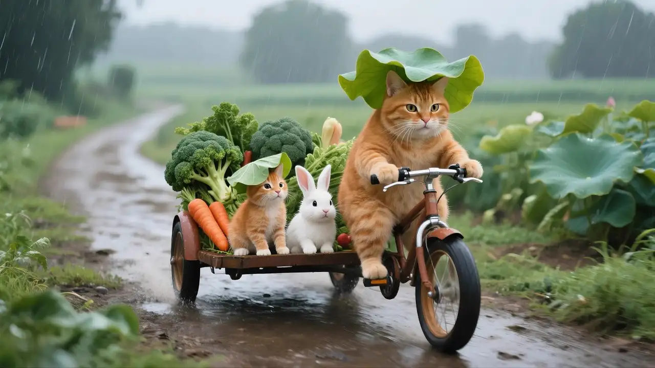 Ginger and Mama Cat Rescue an Abandoned Bunny Who Finally Feels a Mother's Love Again💕